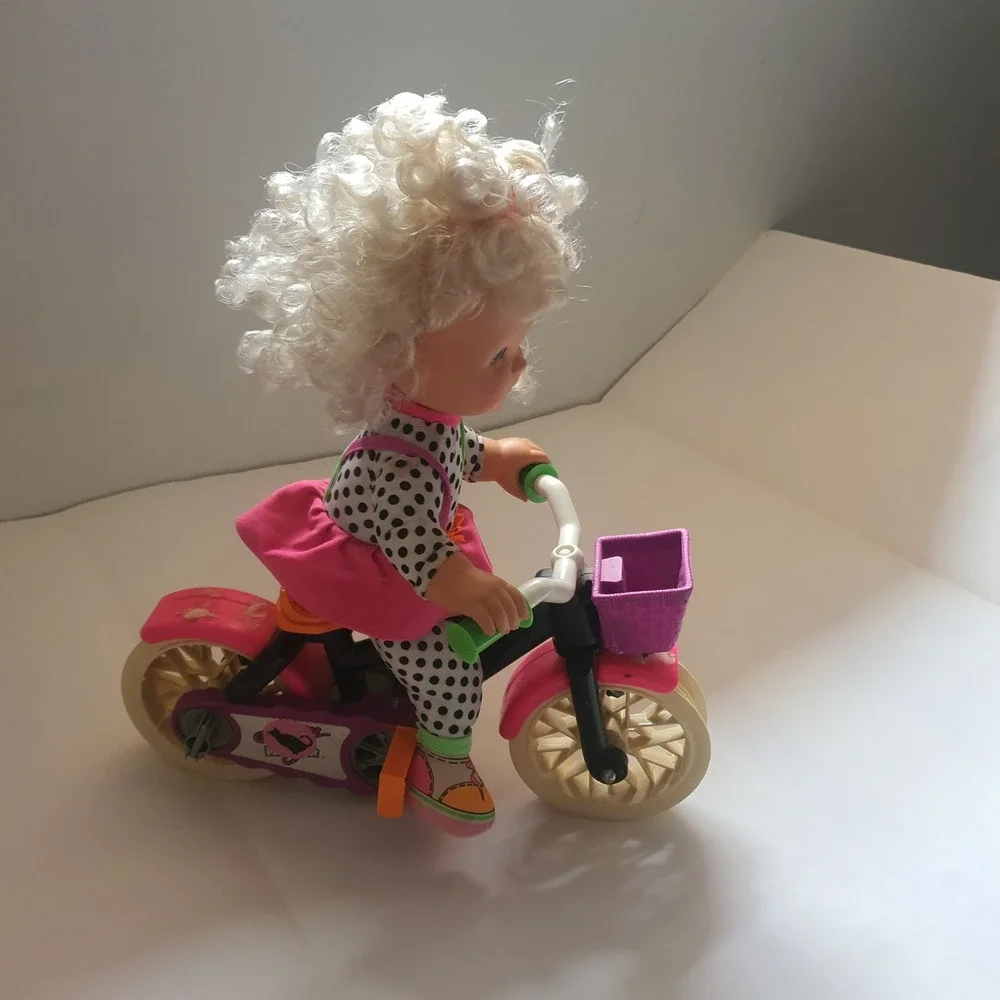 Vintage 1991 Kenner Stacy with Bike Two-Wheeler Pink Doll 15' Bike 13'‎